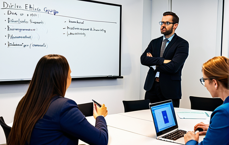 Data Ethics Workshop**
"A diverse group of professionals participating in a data ethics workshop, fully clothed, seated around a table discussing ethical dilemmas related to data usage, laptops open, whiteboard with ethical principles listed. Bright, modern conference room, professional atmosphere, safe for work, appropriate content, modest attire, perfect anatomy, natural proportions, well-formed hands."
**