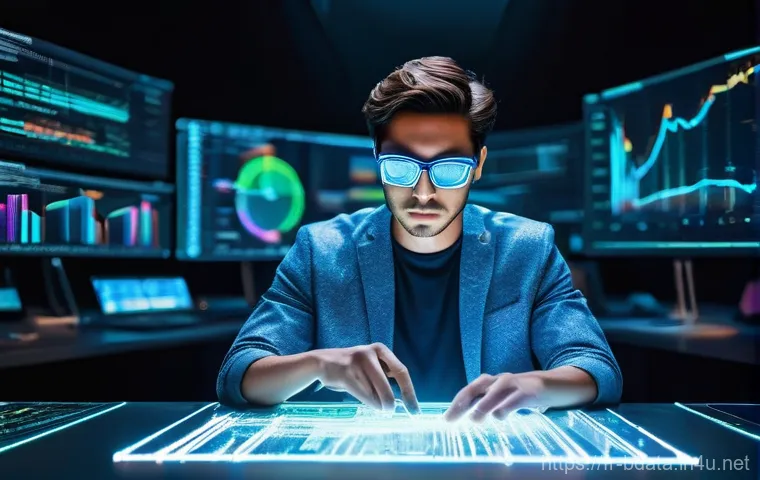 빅데이터 기술자의 데이터 수명 주기 관리 - **Prompt:** A highly skilled data engineer, depicted as a focused artisan in a futuristic, minimalis...