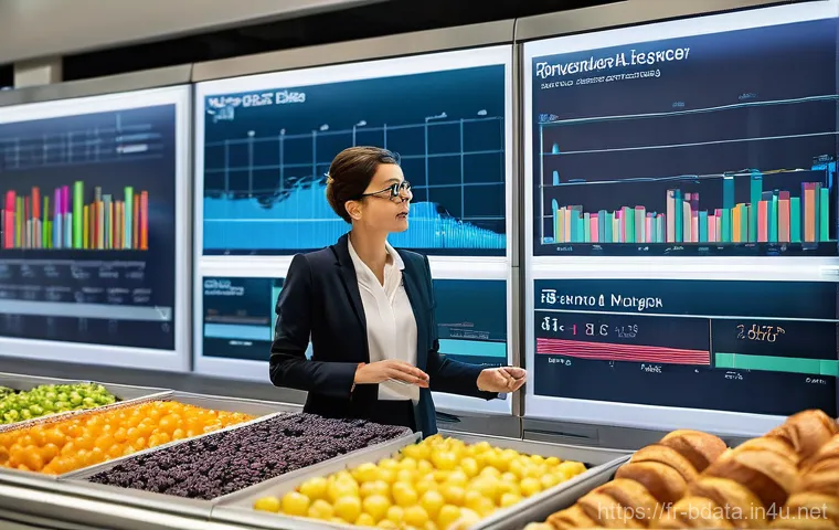 빅데이터와 데이터 시각화 툴의 융합 - **Prompt 1: Parisian Supermarket Data Insight**
"A sophisticated female supermarket manager, dre...