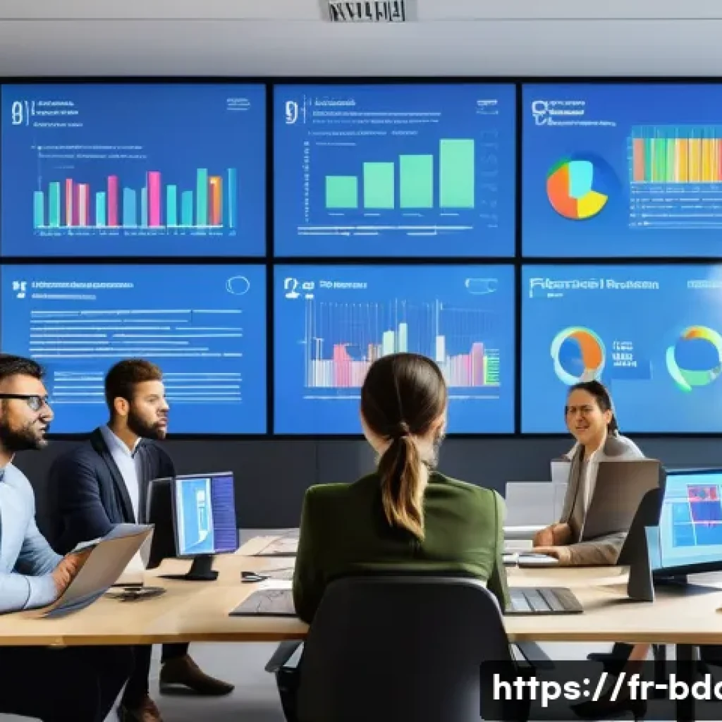 빅데이터 프로젝트에서 데이터 중심의 접근법 - A modern office setting in Paris with a diverse team of data analysts and business professionals col...