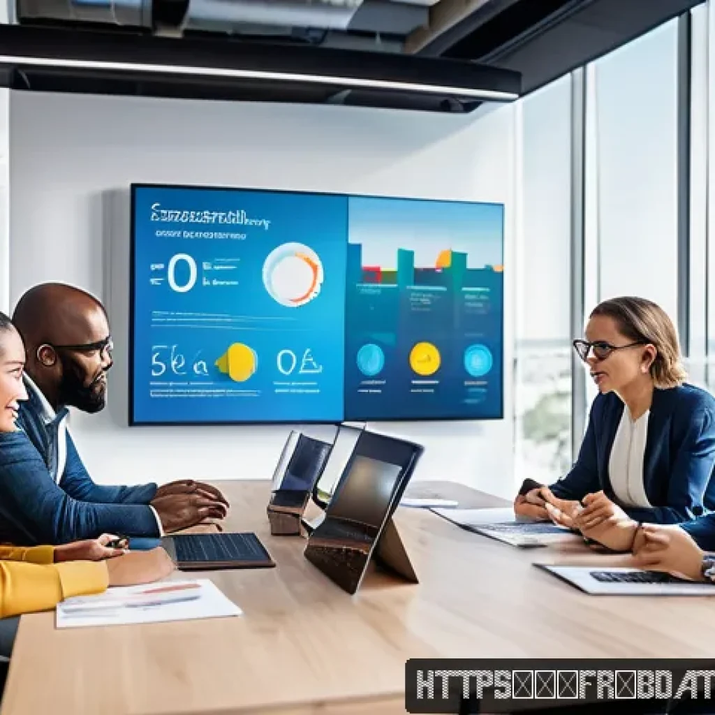빅데이터 기술자와 팀 관리 스킬 - A modern office scene showing a diverse team of data professionals collaborating around a large touc...