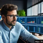 빅데이터 기술자의 데이터 분석 커리어 조언 - A professional data scientist working in a modern Parisian office environment, surrounded by multipl...
