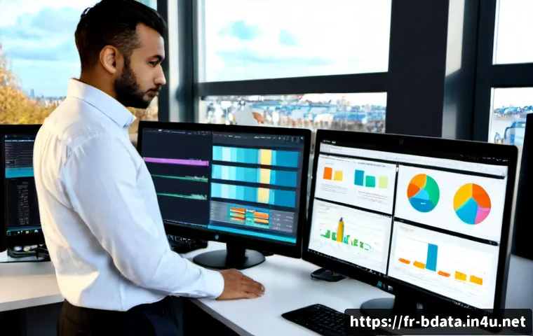 빅데이터 기술자와 클라우드 환경의 데이터 처리 - Photorealistic modern cloud data operations workspace in Paris, French data engineer in smart casual...